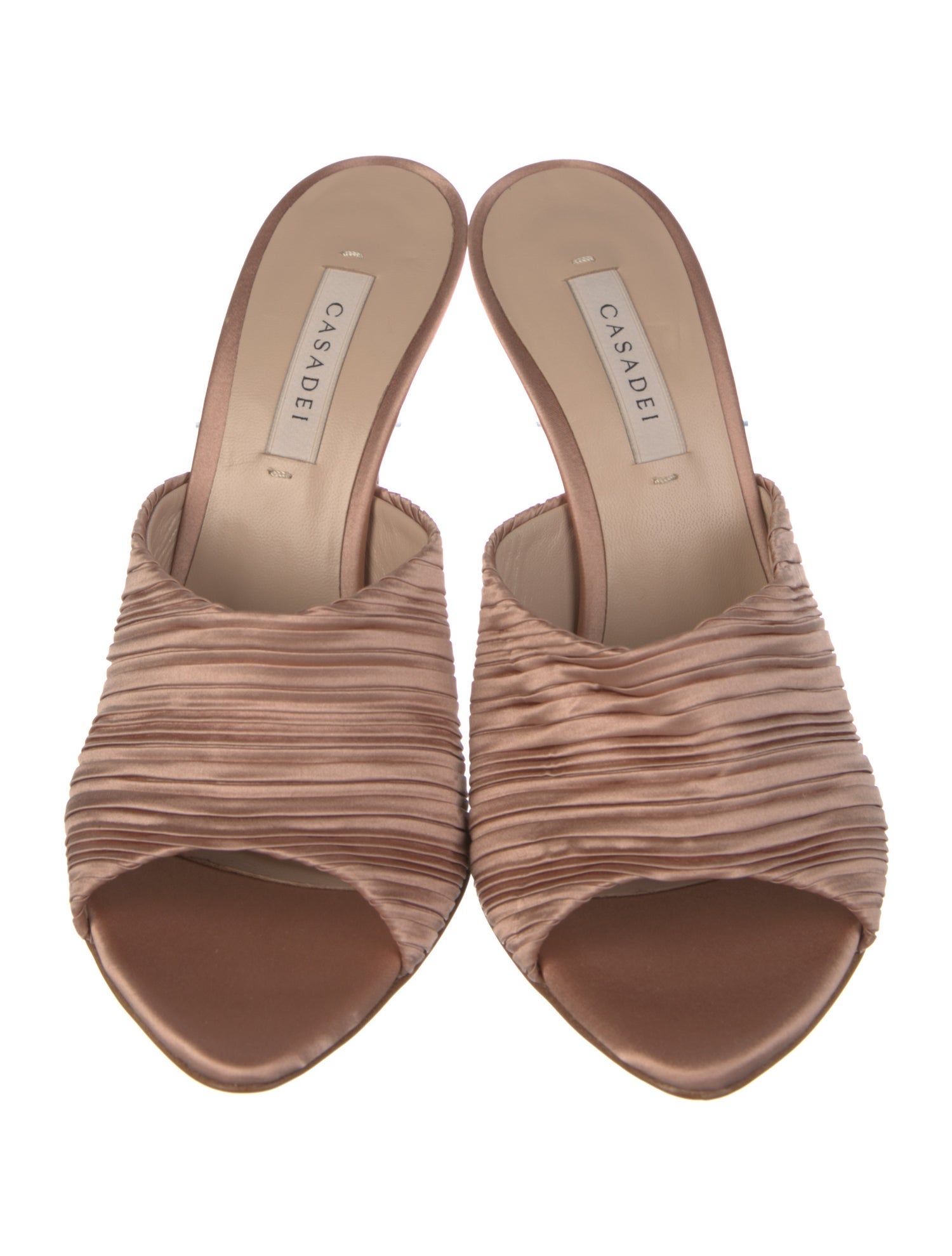 Casadei Satin Pleated Accents Slides